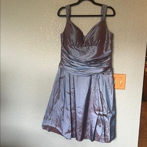 Bill Levkoff Midi Dress Iridescent shimmer purple & blue Pleated Size 14